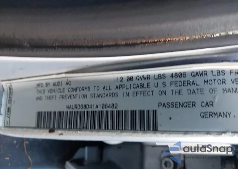 2001 Audi S4 2.7T z USA, uszkodzony, nr VIN WAURD68D41A106482